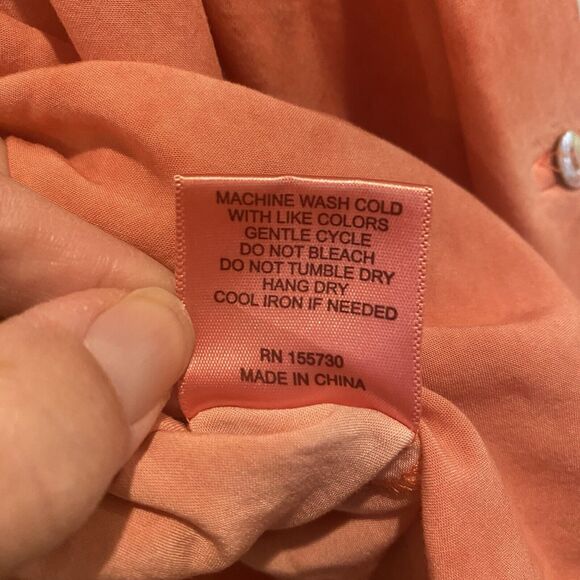 Jane + Delancey Top Women 1X Orange Watercolor Roll Tab Boho Fall Colors - Picture 10 of 11